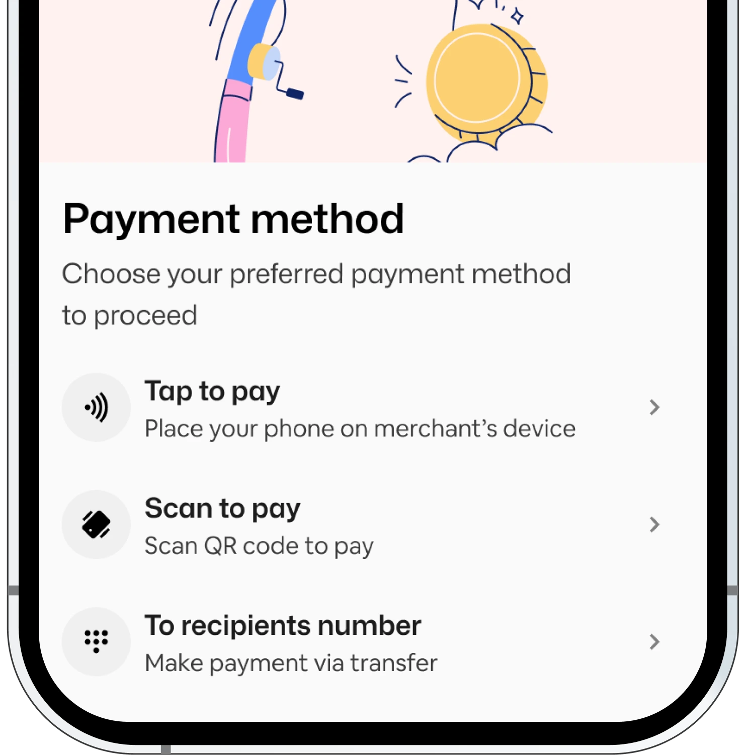 Hero displaying a phone with the UBA Paychap app